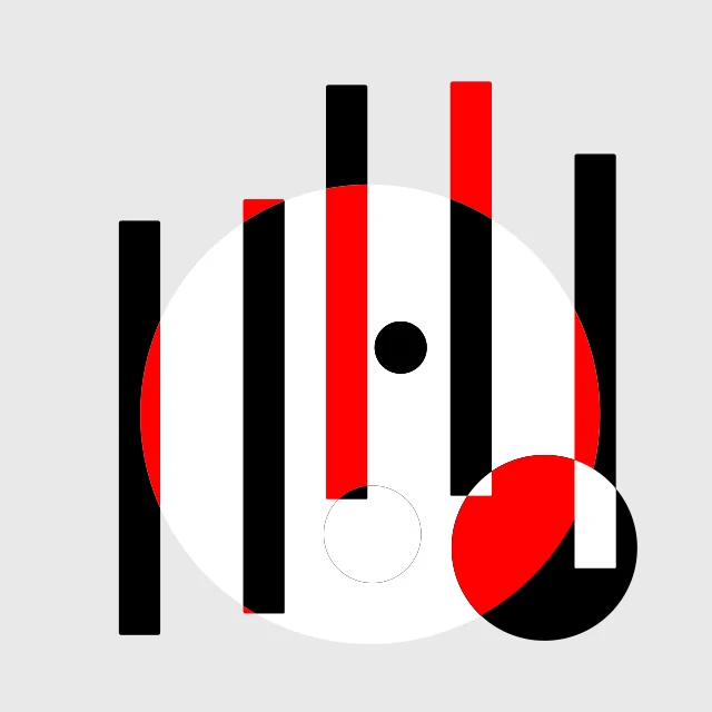 Generated training image 5: black and red bars with circles on gray.