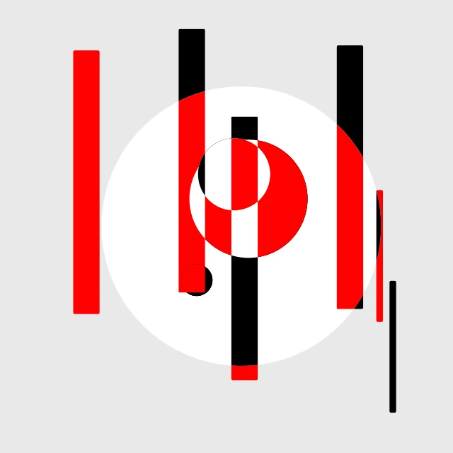 Generated training image 14: black and red bars with circles on gray.