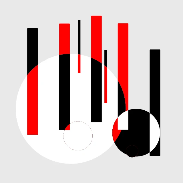 Generated training image 15: black and red bars with circles on gray.